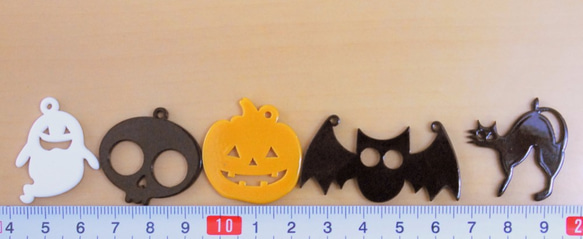 ハロウイン アクリルパーツ 5種類10個セット ハロウィン カボチャ/お化け アクセサリー パーツ ハンドメイド 手芸 3枚目の画像