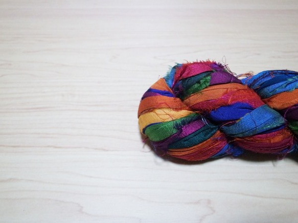 YI / Recycle Sari Silk Ribbons VivitMulti.Mix 1枚目の画像