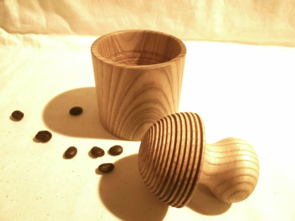 【受注制作】Wood コーヒー豆挽きセット 2枚目の画像