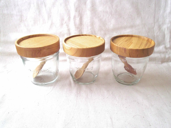受注制作】モロゾフのプリンを食べた後にwood cap+をN+x3 保存容器