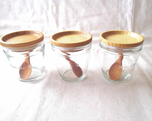 受注制作】モロゾフのプリンを食べた後にwood cap+をF+x3 保存容器