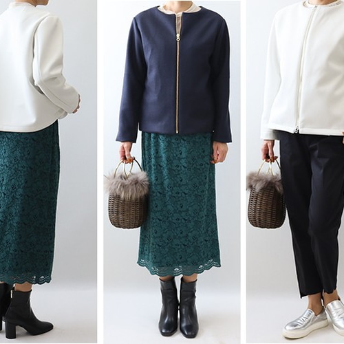 型紙 ノーカラージップアップブルゾン（表地）【838】 編み図