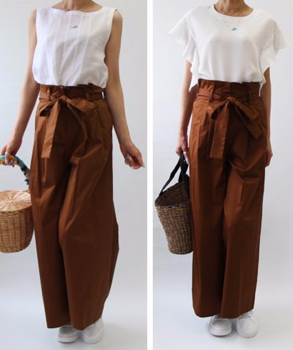 型紙 ハイウエストタックワイドパンツ【667】 型紙 布と型紙のお店  