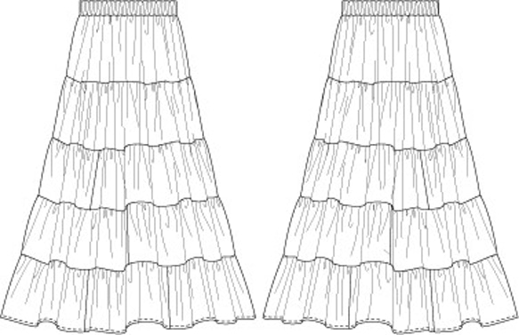 型紙　ティアードマキシスカート(表地) 4枚目の画像