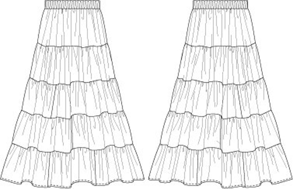 圖案分層超長半身裙（襯裡） 第4張的照片