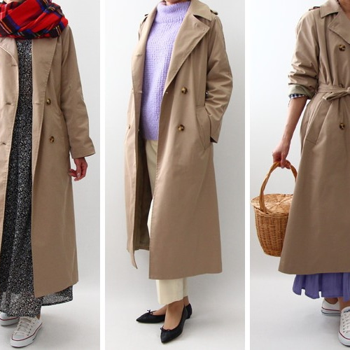 型紙 ロングトレンチコート(表地)【754】 編み図・パターン 布と