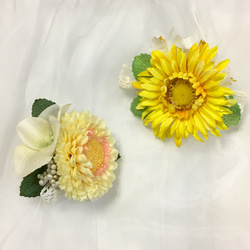 タンポポと紫陽花のミニコサージュ（ヘアクリップ） 4枚目の画像