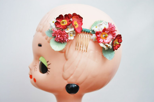 vintage flower ヘアコーム 5枚目の画像