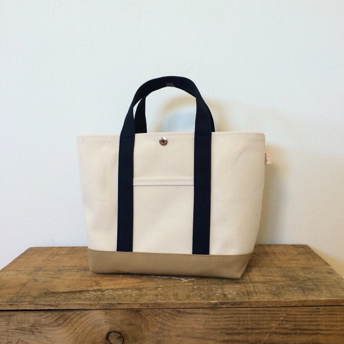帆布Mトートバッグ　キナリ×ベージュ×コン