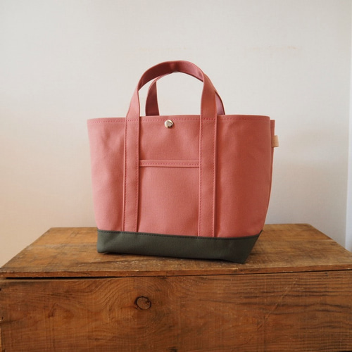 帆布Mトートバッグ オールドローズ×カーキ トートバッグ 63CANVAS 通販