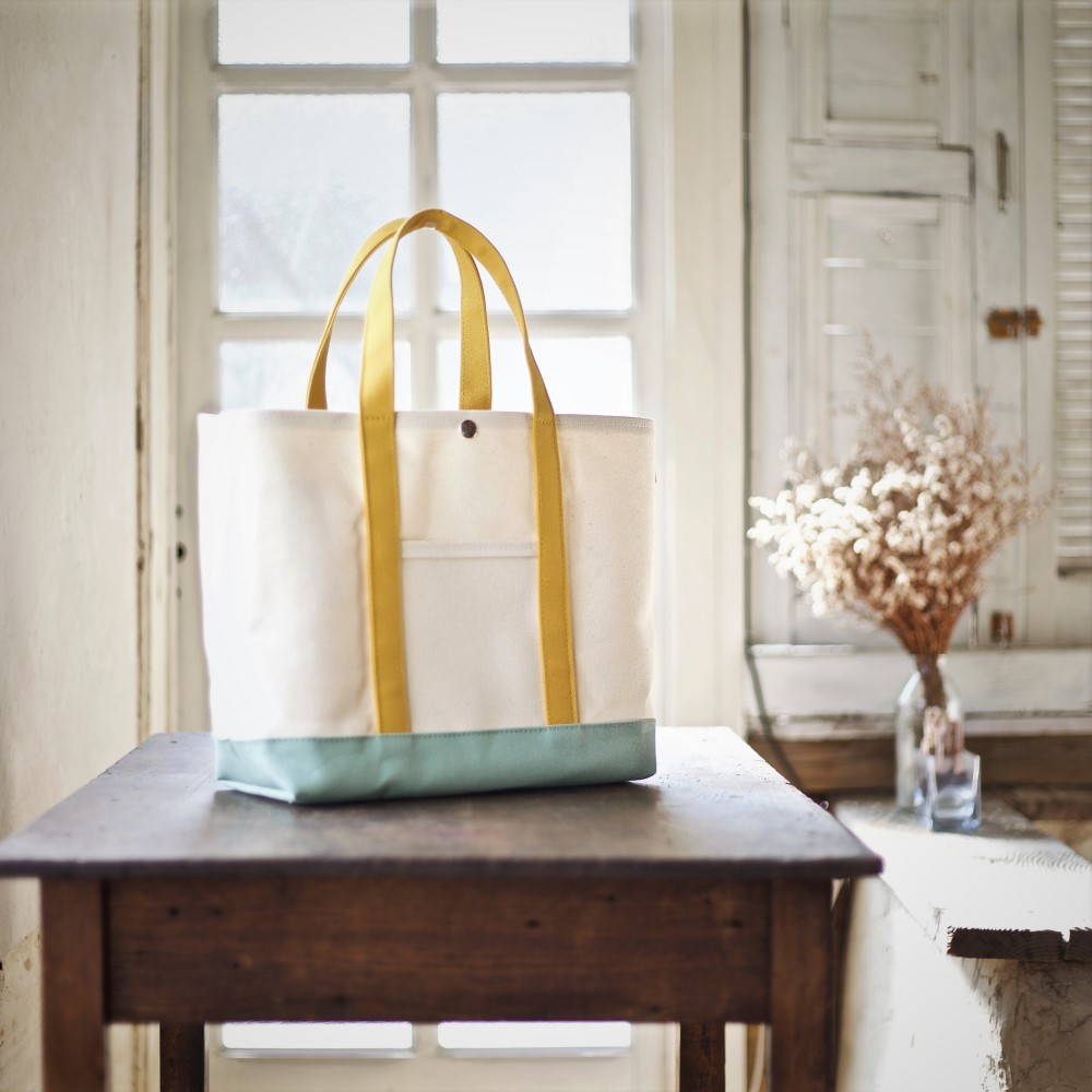 帆布Lトートバッグ　キナリ×ミントドロップ×マスタード