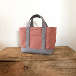 帆布の巾着トートバッグ　ジョリーフルール　新色ローズグレー 帆布の巾着トートバッグ ジョリーフルール 新色ローズグレー