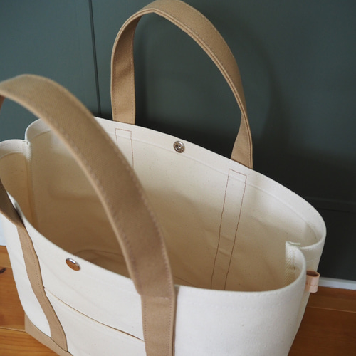 帆布Lトートバッグ キナリ×ベージュ トートバッグ 63CANVAS 通販