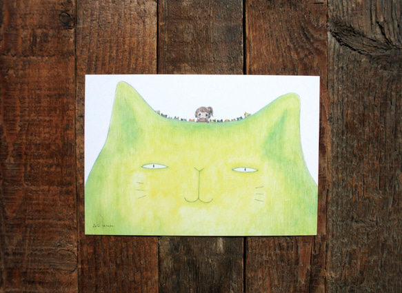 貓咪插畫明信片A-6〔猜猜臭咪想養幾隻貓？〕 第1張的照片