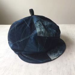 【訂製】深藍色系帽子 / 丹寧 / 報童帽 / 古著風格 第5張的照片