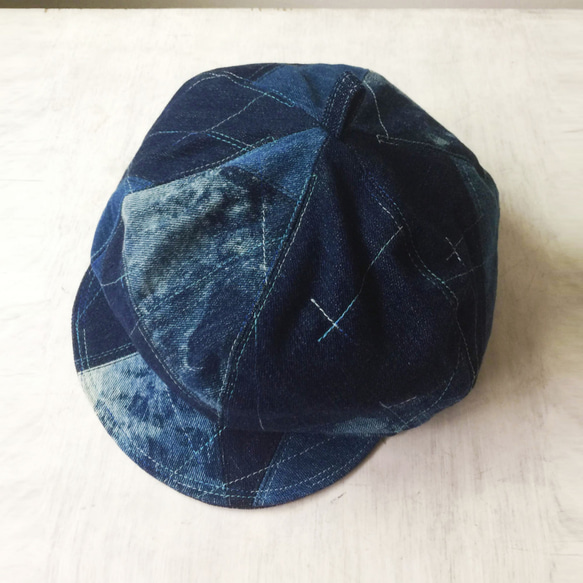 【訂製】深藍色系帽子 / 丹寧 / 報童帽 / 古著風格 第3張的照片