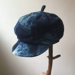 【訂製】深藍色系帽子 / 丹寧 / 報童帽 / 古著風格 第2張的照片