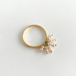 【パールの華奢リング・指輪】極小パールを使用したパールフリンジ　シンプルモチーフのリング 2枚目の画像