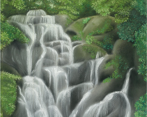 プリントアート(複製画)A4『糸島 白糸の滝』 絵画 kaori 通販