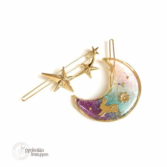 うさぎ三日月♡ヘアピン ヘアクリップ・バナナクリップ pyon※発送目安