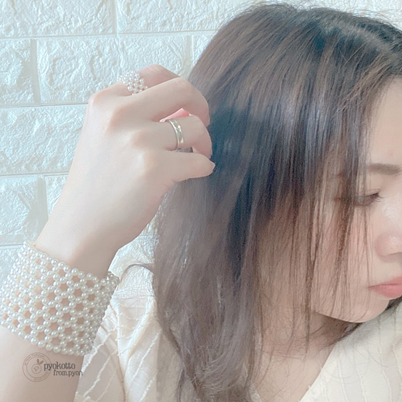 パール編みブレスレット＆リング-20200513-2 1枚目の画像