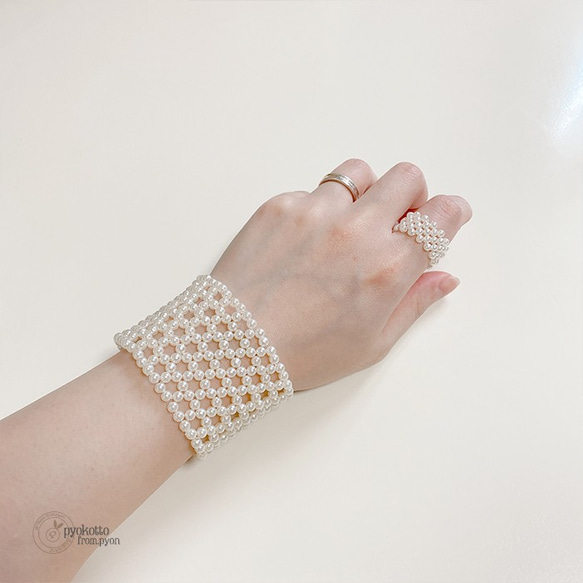 パール編みブレスレット＆リング-20200513-2 2枚目の画像