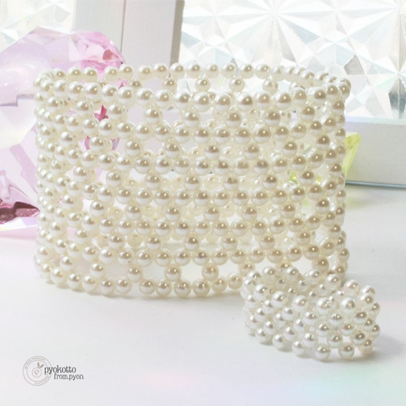 パール編みブレスレット＆リング-20200513-2 3枚目の画像