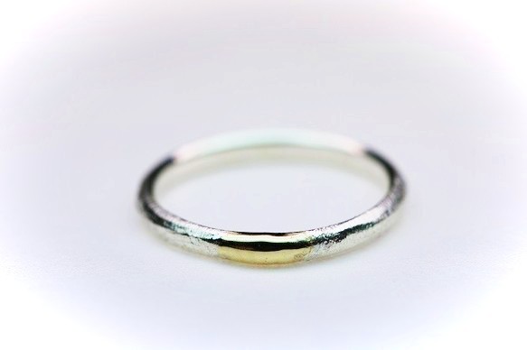 シルバーザラザラリング　SV925＆K18　ザラザラ加工