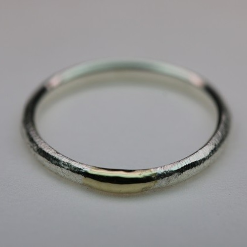 シルバーザラザラリング SV925＆K18 ザラザラ加工 指輪・リング