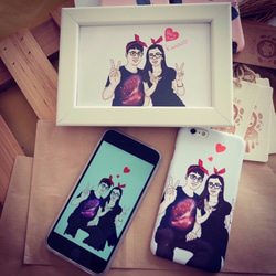 [ポートレート]バレンタインデーギフト電子手描きのポートレートは、携帯電話のシェル/記念日のポートレート/友情の贈り物/ダブル/ 4枚目の画像