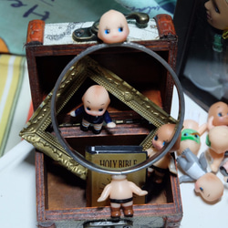 RemadeUni手工趣怪創意丘比手環/復古收藏KEWPIE天使娃娃比改造首飾手鐲 第9張的照片