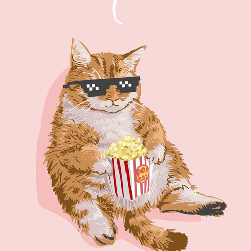 のんびり癒やし かわいい 猫ちゃん モダン イラスト 北欧 ポスター