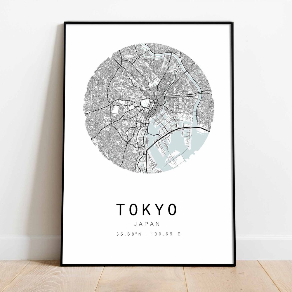 オシャレ インテリア 東京 シンプル マップ モノクロ 白黒 ポスター