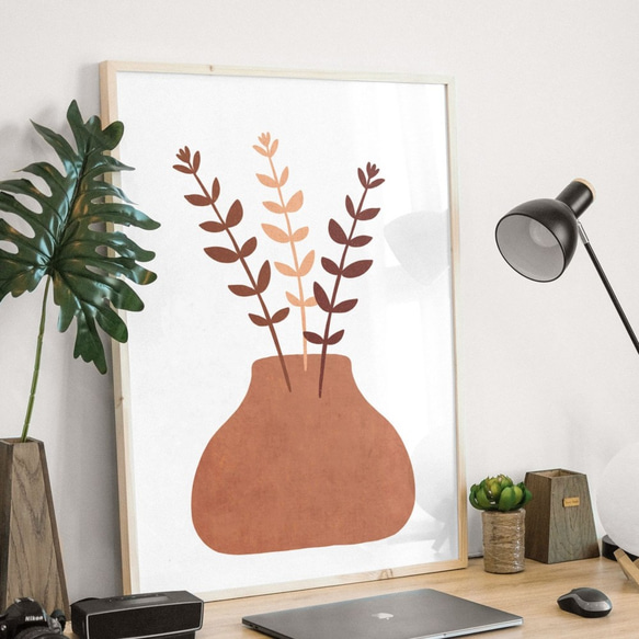 モダン アート ポスター シンプル 北欧 インテリア 植物 花瓶 ウォールアート フレーム 大型 特大 額縁も有 3枚目の画像