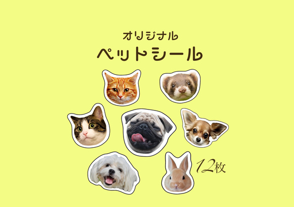 ペットシール12枚/ 4㎝、3㎝/耐水性 1枚目の画像