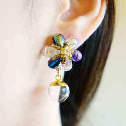 Minimily - 花開泡泡．煥彩琉璃耳環 (耳針/耳夾) 第4張的照片