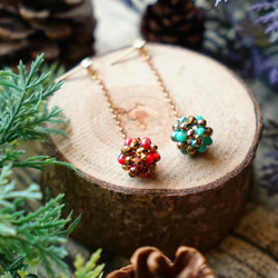 Minimily - 聖誕彩球 - 水晶串珠耳環 (耳針/耳夾) 聖誕節限定 第1張的照片