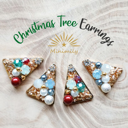 Minimily - 單層聖誕樹 - 幾何三角耳環 (耳針/耳夾) 聖誕節限定 第4張的照片