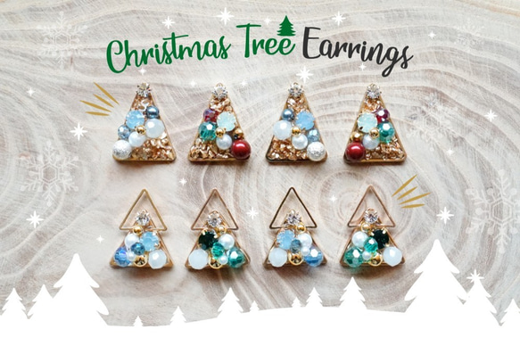 Minimily - 雙層聖誕樹 - 幾何三角耳環 (耳針/耳夾) 聖誕節限定 第5張的照片