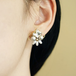 Minimily - 透抽先生 - 水晶珍珠耳環 (316L不鏽鋼抗敏耳針/耳夾) 第8張的照片
