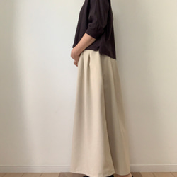 □再販トロストレッチロングワイドパンツ　ポケット付★ベージュ&黒　丈調節可能　シワになりにくい　動きやすい 2枚目の画像