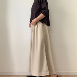 □再販トロストレッチロングワイドパンツ　ポケット付★ベージュ&黒　丈調節可能　シワになりにくい　動きやすい 6枚目の画像