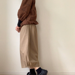 □再販★綿麻バルーンパンツ　ポケット付★グレイッシュモカ　受注製作　ウエストゴム　丈調節可能creema限定 4枚目の画像