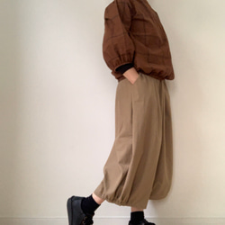□再販★綿麻バルーンパンツ　ポケット付★グレイッシュモカ　受注製作　ウエストゴム　丈調節可能creema限定 6枚目の画像
