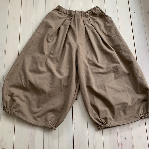 □再販★綿麻バルーンパンツ　ポケット付★グレイッシュモカ　受注製作　ウエストゴム　丈調節可能creema限定 7枚目の画像