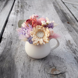 與實花||夢幻果色小奶壺 乾燥花 盆花 手作 婚禮小物 第1張的照片
