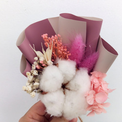 本物の花と||白い雲綿の植木鉢ドライフラワー小さな花束の結婚式の小さなものでクラフト紙袋 3枚目の画像