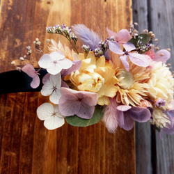 本物の花で||バタフライドライフラワーヘッドバンドドライフラワーアウターヘアアクセサリー 8枚目の画像