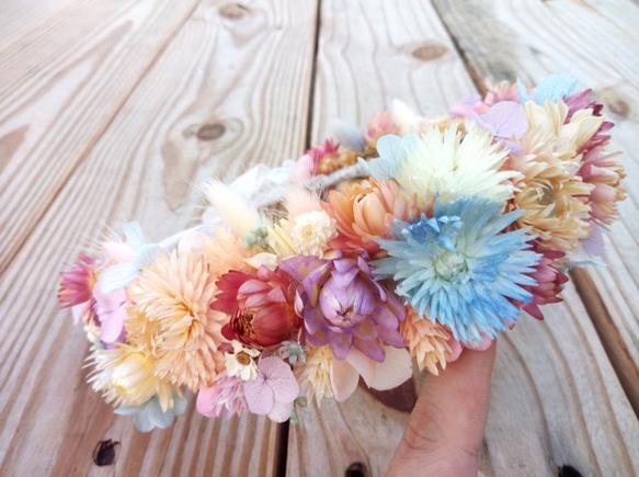 本物の花つき| |森エルフ乾花花輪乾花結婚指輪手作り 7枚目の画像