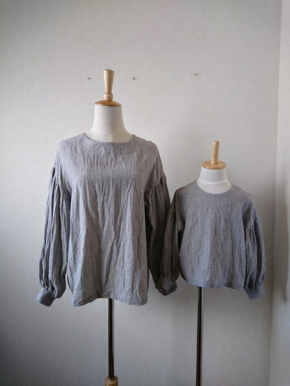 『sale 20％off』【子供服】綿麻ストライプのふんわり袖ブラウス　100（1着限定） 4枚目の画像